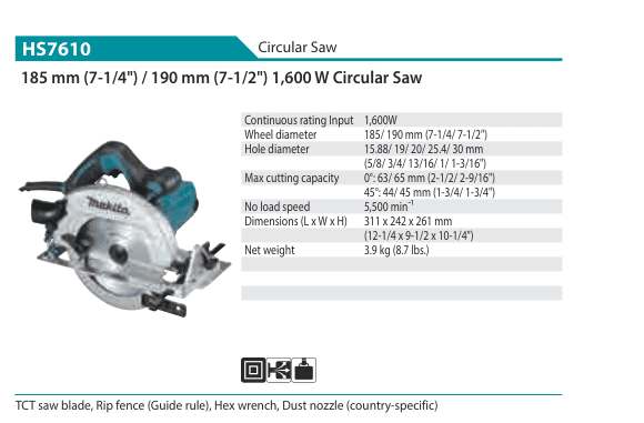 เลื่อยวงเดือน Makita HS7610