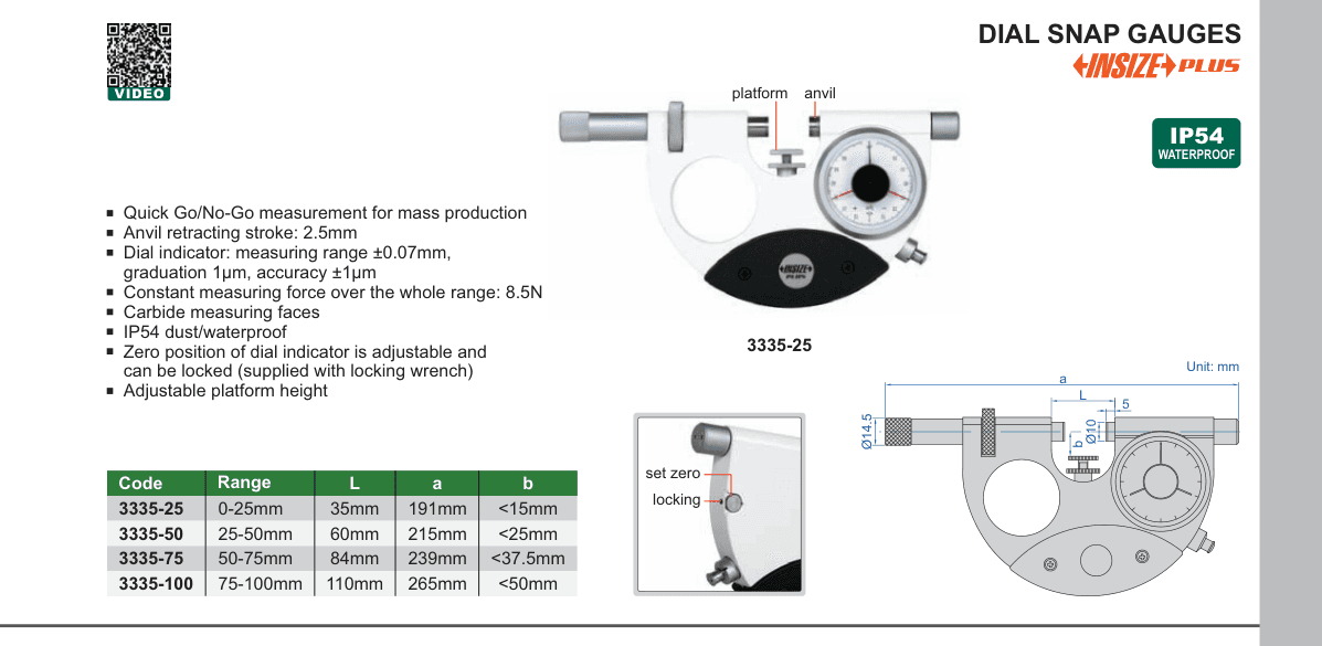 INSIZE Dial Snap Gauges (3335-25)