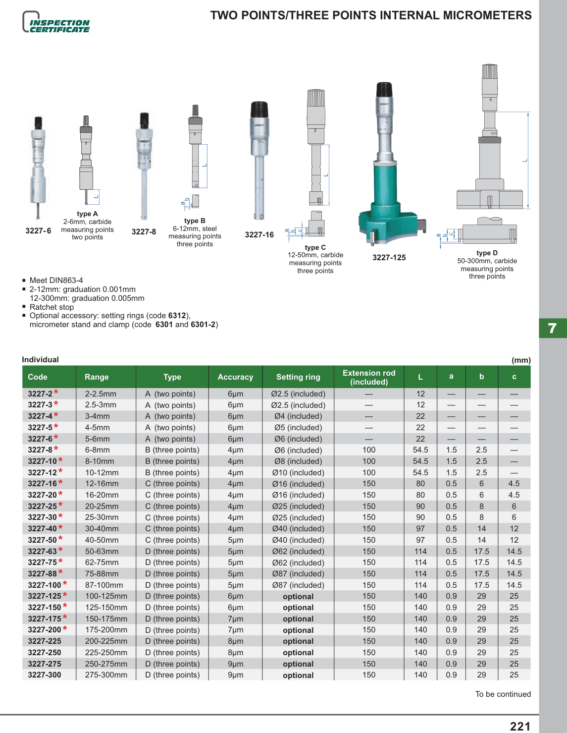 INSIZE Two Points/Three Points Internal Micrometers (3227-8)
